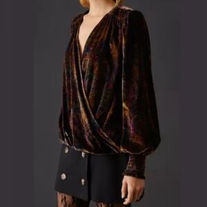 Anthropologie velvet cross-front top